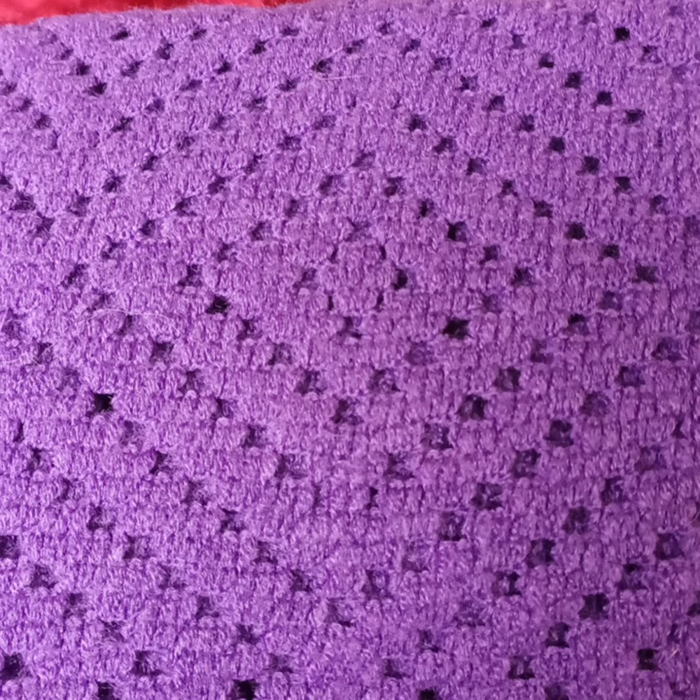 Purple Knit Shawl blanket love seat throw handmade crochet multi cover up Afghan